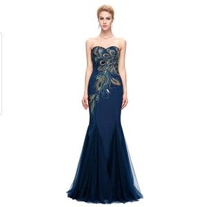 NWT Women's Peacock Long Strapless
